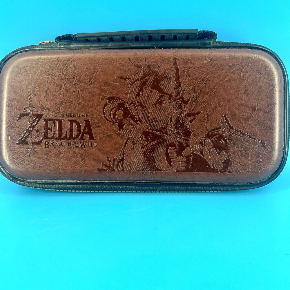 Nintendo Switch Legend Of Zelda Breath Of The Wild Brown Leather Carrying Case - Picture 4 of 10